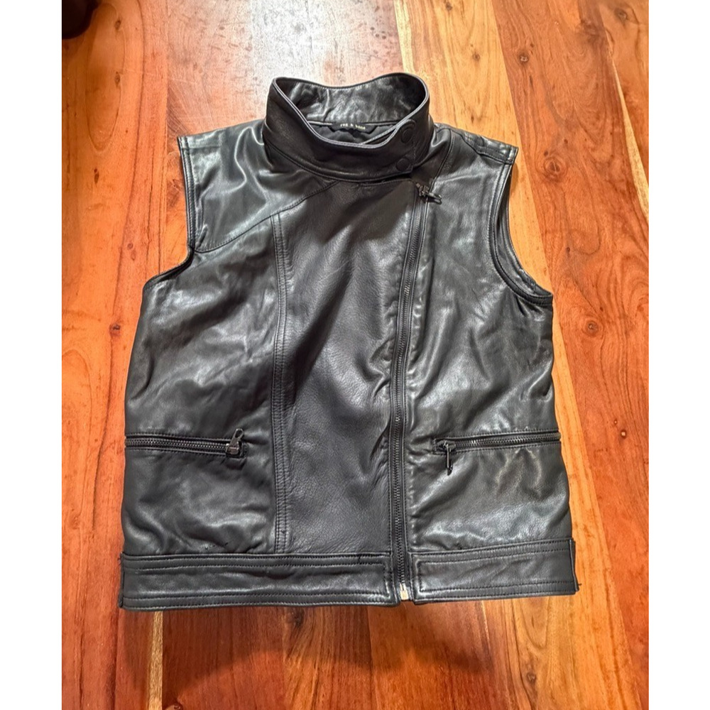 rag & bone Leather Zip Front Vest – Women’s Size Small